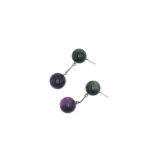 Load image into Gallery viewer, Forest &amp; Purple Ball and Chain Earrings