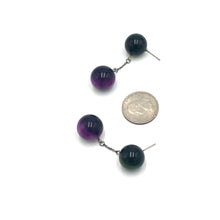 Load image into Gallery viewer, Forest &amp; Purple Ball and Chain Earrings
