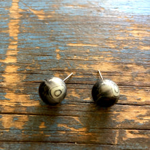 Load image into Gallery viewer, Black and Cream Marbled Agate Ball Stud Earrings