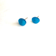 Load image into Gallery viewer, Aqua Blue Moonglow Tiny Oval Stud Earrings