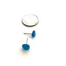 Load image into Gallery viewer, Aqua Blue Moonglow Tiny Oval Stud Earrings