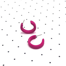 Load image into Gallery viewer, Hot Pink Matte Mini Classic Hoop Earrings