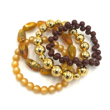 Load image into Gallery viewer, Topaz &amp; Chocolate Stack and Stretch Bracelets Set