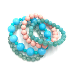 Load image into Gallery viewer, Peach &amp; Turquoise Stack and Stretch Bracelets Set