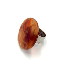 Load image into Gallery viewer, Rusty Red &amp; Copper Fleck Lucite Cocktail Ring