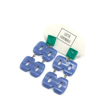 Load image into Gallery viewer, Teal &amp; Blue Hinged Moonglow Statement Earrings *