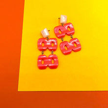 Load image into Gallery viewer, Neon Melon Hinged Moonglow Statement Earrings *