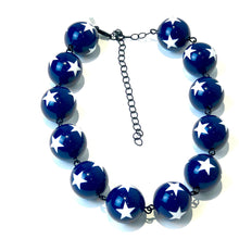 Load image into Gallery viewer, Navy Blue &amp; White Star Beaded Amelia Necklace