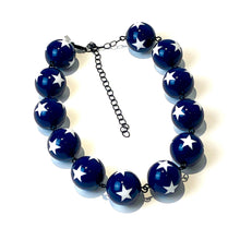 Load image into Gallery viewer, Navy Blue &amp; White Star Beaded Amelia Necklace