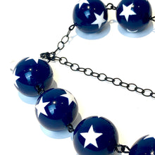 Load image into Gallery viewer, Navy Blue &amp; White Star Beaded Amelia Necklace