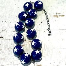 Load image into Gallery viewer, Navy Blue &amp; White Star Beaded Amelia Necklace