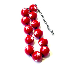 Load image into Gallery viewer, Red &amp; White Star Beaded Amelia Necklace