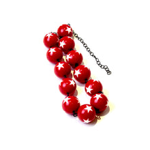 Load image into Gallery viewer, Red &amp; White Star Beaded Amelia Necklace