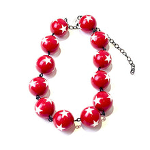 Load image into Gallery viewer, Red &amp; White Star Beaded Amelia Necklace