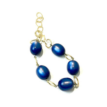 Load image into Gallery viewer, Sapphire Long Oval &amp; Gold Bubble Stations Bracelet