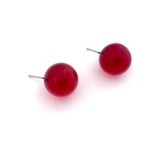 Load image into Gallery viewer, Ruby Red Transparent Jumbo Ball Stud Earrings