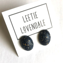 Load image into Gallery viewer, Black Paint Spattered Oval Lucite Stud Earrings