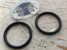 Load image into Gallery viewer, Black &amp; Clear Frosted Star &amp; Go Go Mod Hoop Geo Drop Earrings