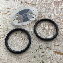 Load image into Gallery viewer, Black &amp; Clear Frosted Star &amp; Go Go Mod Hoop Geo Drop Earrings