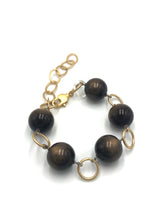 Load image into Gallery viewer, Chocolate Moonglow &amp; Gold Stations Bracelet