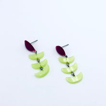 Load image into Gallery viewer, Magenta &amp; Citrus Fishscale Statement Drop Earrings