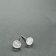 Load image into Gallery viewer, Clear Carved Flat Rose Flower Stud Earrings
