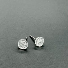 Load image into Gallery viewer, Clear Carved Flat Rose Flower Stud Earrings
