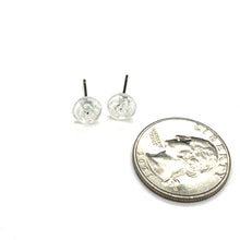 Load image into Gallery viewer, Clear Carved Flat Rose Flower Stud Earrings