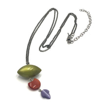 Load image into Gallery viewer, Olive &amp; Lilac Leaf Trinket Necklace - Long