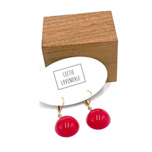 Load image into Gallery viewer, Cherry Red Drop Leverback Earrings *