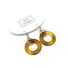 Load image into Gallery viewer, Tortoise &amp; Gold Ring Leverback Drop Earrings