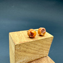 Load image into Gallery viewer, Cinnamon Beige Stripe Cane Slice Stud Earrings