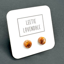 Load image into Gallery viewer, Cinnamon Beige Stripe Cane Slice Stud Earrings
