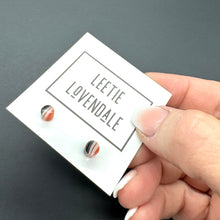 Load image into Gallery viewer, Orange Brown Cream Striped Tiny Cane Slice Stud Earrings