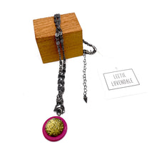 Load image into Gallery viewer, Magenta &amp; Grey Sand Dollar Bling Necklace