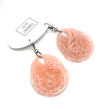 Load image into Gallery viewer, Rose Marbled Paisley Teardrop Earrings