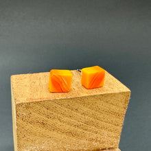 Load image into Gallery viewer, Citrus Stripe Square Cane Slice Stud Earrings