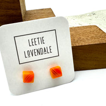 Load image into Gallery viewer, Citrus Stripe Square Cane Slice Stud Earrings