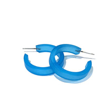 Load image into Gallery viewer, Aqua Blue Small Classic Hoops