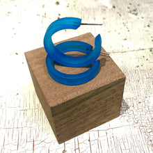 Load image into Gallery viewer, Aqua Blue Small Classic Hoops