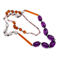 Load image into Gallery viewer, Amethyst &amp; Amber Beaded Rosary Chain Rope Necklace