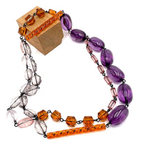 Load image into Gallery viewer, Amethyst &amp; Amber Beaded Rosary Chain Rope Necklace