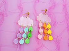 Load image into Gallery viewer, Pastel Rainbow Cloud Pride Earrings