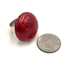 Load image into Gallery viewer, Ruby Red &amp; Gold Luster Lucite Cocktail Ring