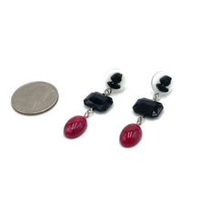 Load image into Gallery viewer, Faceted Onyx Cranberry &amp; Cameo Lucite Trinket Earrings