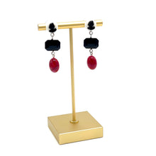 Load image into Gallery viewer, Faceted Onyx Cranberry &amp; Cameo Lucite Trinket Earrings