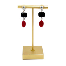 Load image into Gallery viewer, Faceted Onyx Cranberry &amp; Cameo Lucite Trinket Earrings