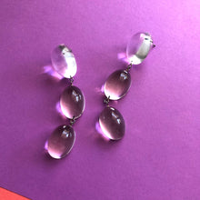 Load image into Gallery viewer, Clear Domed Oval Tri Dot Drop Earrings