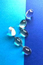 Load image into Gallery viewer, Clear Domed Oval Tri Dot Drop Earrings