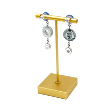 Load image into Gallery viewer, Marbled Mint &amp; Swirled Steel Blue Trinket Earrings